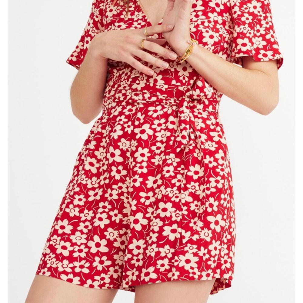 Madewell Wrap-Front Romper in Mini Daisy